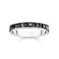 Fingerring THOMAS SABO "Steine Pavé TR2358-051-9-52-60, TR2358-643-11-52-60" Fingerringe Gr. 56, Silber 925 (Sterlingsilber), 4 mm, silberfarben (silberfarben, schwarz, schwarz) Damen mit Zirkonia (synth.)