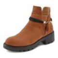 Chelseaboots LASCANA Gr. 37, braun (camelfarben) Damen Schuhe mit abnehmbarem Band und Chunky-Sohle, Ankle Boots, Stiefelette