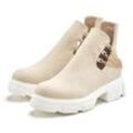 Chelseaboots LASCANA Gr. 36, beige (beige, weiß) Damen Schuhe Ankle Boots, Stiefelette mit modischem Ketten-Detail