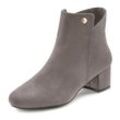 Stiefelette LASCANA Gr. 35, grau (hellgrau), Damen, Obermaterial: 100% Textilmaterial. Futter: Decksohle: Laufsohle: Synthetik, unifarben, Schuhe, mit bequemen Blockabsatz, Ankle Boots, Stiefel VEGAN, Topseller