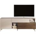 Lowboard INOSIGN "Monaco Breite 181 cm, TV-Board mit 1 Tür, 1 Klappe u. 1 Schubkasten", weiß (cashmere, mercure nb holzstruktur), B:181cm H:67cm T:42cm, Sideboards, Fernsehtisch, TV-Schrank, Soft/Self Closing