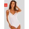 Body NUANCE, Damen, Gr. 100, Cup F, weiß, Jersey, Obermaterial: 83% Baumwolle, 11% Polyamid, 6% Elasthan, feminin, figurbetont, V-Ausschnitt, ohne Ärmel, Bodies, mit feinen Borten und Spitzeneinsatz