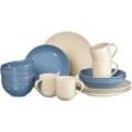 Kombiservice RITZENHOFF & BREKER "Geschirr-Set, Service Levi", blau (blau, natur), 16 tlg., Porzellan, Geschirr-Sets, Blau/Creme, 16 Teile, für 4 Personen