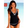 Bügel-Tankini LASCANA Gr. 38, Cup E, schwarz-weiß (schwarz, weiß) Damen Bikini-Sets mit Karo-Kontrastdetails an Hose und Top