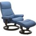 Fußhocker STRESSLESS "View", blau (lazuli blau), B:57cm H:40cm T:47cm, Hocker, mit Classic Base,Gestell Wenge