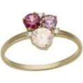 Goldring FIRETTI "Schmuck Geschenk Gold 333 Damenring Goldring Edelstein Farbstein" Gr. 19, rosa (gelbgoldfarben, lila, rosa, pink, lila, rosa, pink), Fingerringe, Damen, 19, 0,02 ct P2 = erkennbare Einschlüsse, Gelbgold 333-Diamanten, 2mm, Gelbgold 333, Diamanten, mit Amethyst, Pink Rhodolit, Rosenquarz - mit Brillanten