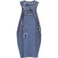 Leinen-Mix-Kleid, Druck blau, 42