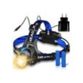 Retoo Stirnlampe LED Stirnlampe Super Hell Wiederaufladbar Kopflampe Headlampe (Set, Taschenlampe mit Riemen USB-Ladekabel Originalverpackung), Hervorragende Haltbarkeit, Vielseitigkeit, Hohe Helligkeit, blau