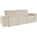 3-Sitzer PLACES OF STYLE "Kilado", beige (creme), B:229cm H:98cm T:99cm, Struktur fein (95% Polyester 5%Nylon), Sofas, mit 2x Relaxfunktion, verstellbarer Armlehne, Kopfteilverstellung