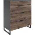 Schubkastenkommode WIMEX "Winnipeg by fresh to go" Sideboards Gr. B/H/T: 81 cm x 92 cm x 41 cm, 4 St., grau (graphit, flagstaff, eiche, nachbildung) mit 4 Schubladen, Soft-close-Funktion