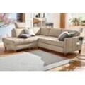 Ecksofa HOME AFFAIRE "Earl L-Form" Sofas Gr. B/H/T: 233cm x 80cm x 196cm, Luxus-Microfaser Lederoptik, Ottomane links, ohne Bettfunktion-ohne Bettkasten, beige wahlweise auch mit Bettfunktion oder Bettkasten