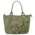 Shopper SAMANTHA LOOK, Damen, Gr. B/H/T: 40cm x 26cm x 14cm onesize, grün (mint), Leder, vintage, Taschen, echt Leder, Made in Italy