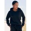 Hoodie LASCANA "-Kapuzensweatshirt" Gr. 32/34, schwarz Damen Sweatshirts aus organischer Baumwolle, Loungewear, Loungeanzug, Hoodie