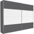 Schwebetürenschrank RAUCH "Quadra Kleiderschrank BESTSELLER Schrank Gaderobe", weiß (grau metallic, weiß), B:271cm H:210cm T:62cm, Schränke, mit Möglichkeit zur individuellen Frontgestaltung, leichtgängige Türen