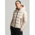 Steppjacke SUPERDRY "HOODED SPIRIT SPORTS PUFFER" Gr. M, beige (tapioca), Damen, Web, Steppware, Obermaterial: 100% Polyester, unifarben, kontrastfarbene Details, Jacken, aus wasserabweisendem Material