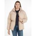 Steppjacke TOMMY HILFIGER "NEW YORK PUFFER JACKET" Gr. L (40), beige (merino beige) Damen Jacken Steppjacken mit verstellbarem Bund an der Taille