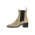 Schlupfboots HENRY STEVENS "Mia CB Businessschuh", Damen, Gr. 37, grün (khaki), Leder, klassisch, Schuhe, Damen Chelsea Boots Leder handgefertigt, Stiefelette mit Absatz