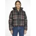 Steppjacke TOMMY HILFIGER "PRINTED CHECK REDOWN PUFFER JKT" Gr. L (40), grün (large pop check, army green) Damen Jacken Kurze im Karomuster