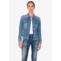 Jeansjacke LE TEMPS DES CERISES "Jeansjacke" Gr. L, blau, Damen, 89% Baumwolle, Kunstfaser, Jacken, mit stylischen Brusttaschen