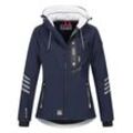 Softshelljacke ARCTIC SEVEN "ASNicolia", Damen, Gr. 4XL, blau (navy, weiß), Obermaterial: 96% Polyester, 4% Elasthan; Innenmaterial: 100% Polyester, Jacken, funktionale Outdoorjacke mit abnehmbarer Kapuze