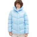 Steppjacke TOM TAILOR Gr. L, blau (light cloudy blue) Damen Jacken Steppjacken mit Logodruck am wattierten Stehkragen