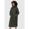 Winterjacke MARIKOO "Nadeshikoo XIV" Gr. 5XL, grün (schwarz olive), Damen, Obermaterial: 100% Polyester; Innenmaterial: 100% Polyester; Fütterung & Wattierung: 100% Polyester, Jacken, extra langer Winter Mantel gesteppt