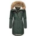 Winterjacke RAGWEAR "Tawny" Gr. S (36), grün (tannengrün) Damen Jacken stylischer Winterparka mit großer Kapuze und Kunstfellkragen