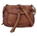 Umhängetasche SAMANTHA LOOK Gr. B/H/T: 30cm x 26cm x 11cm onesize, braun (cognac) Damen Taschen echt Leder, Made in Italy