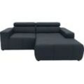 Ecksofa DOMO COLLECTION "Brandon kleine Ausführung B/T/H: 214/100/80 cm", grau (anthrazit), B:211cm H:80cm T:175cm, Echtleder, Sofas, Mit Kopfteilverstellung, auch in Leder und Cord, L-Form