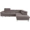 Ecksofa COTTA "Driver L-Form", braun, B:266cm H:73cm T:214cm, Struktur (100% Polyester), Chenille (90% Polyester, 10% Polyamid), Sofas, mit Kopfteilverstellung, wahlweise mit Bettfunktion