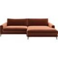 Ecksofa INOSIGN "Downtown, B/T/H: 272/190/84 cm L-Form", braun (rost), B:272cm H:84cm T:190cm, 100% Polyester, Sofas, weicher Sitzkomfort auch in Cord und Bouclé, incl. Zierkissen