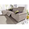 Ecksofa SIT & MORE "Township L-Form", grau (hellgrau), B:253cm H:102cm T:168cm, Luxus-Microfaser (100% Polyester), NaturLEDER Punch (echtes Rindsleder) in Sitz und Rücken. Korpus in passendem Kunstleder SOFTLUX bezogen, Luxus-Microfaser ALTARA NUBUCK (100% Polyester), Sofas, wahlweise mit elektrischer Wallfree-Funktion