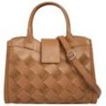 Henkeltasche SAMANTHA LOOK, Damen, Gr. B/H/T: 33cm x 20cm x 8cm onesize, braun (cognac), Leder, Taschen Handtasche, echt Leder, Made in Italy