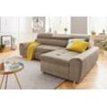 Ecksofa SIT & MORE "Riva L-Form", beige, B:272cm H:92cm T:169cm, Flachgewebe (100% Polyester), Luxus-Microfaser (100% Polyester), Struktur (100% Polyester), Sofas, inklusive Kopteilverstellung, wahlweise mit Bettfunktion