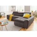 Ecksofa SIT & MORE "Riva L-Form", grau (anthrazit), B:272cm H:92cm T:169cm, Flachgewebe (100% Polyester), Luxus-Microfaser (100% Polyester), Struktur (100% Polyester), Sofas, inklusive Kopteilverstellung, wahlweise mit Bettfunktion