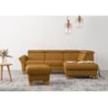 Ecksofa HOME AFFAIRE "Lindgren L-Form", gelb (mustard), B:249cm H:84cm T:217cm, 100% Polyester, Sofas, wahlweise mit TV-Funktion, Stauraum und Kopfteilverstellung