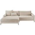 Ecksofa INOSIGN "Downtown, B/T/H: 272/190/84 cm L-Form", beige (natur), B:272cm H:84cm T:190cm, 96% Polyester, 4% Polyacry, Sofas, weicher Sitzkomfort auch in Cord und Bouclé, incl. Zierkissen