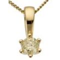 Ketten-Anhänger FIRETTI "Schmuck Geschenk Gold 750 Halsschmuck Anhänger Halskette Solitär" Schmuckanhänger Gr. 0,2 ct LR = lupenrein, Gelbgold 585-Diamanten, 0,6 g, gelb (gelbgoldfarben, g1=getönt, 1) Damen Anhänger mit Brillant in Krappenfassung