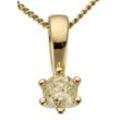 Ketten-Anhänger FIRETTI "Schmuck Geschenk Gold 750 Halsschmuck Anhänger Halskette Solitär" Schmuckanhänger Gr. 0,2 ct P2 = erkennbare Einschlüsse, Gelbgold 585-Diamanten, 0,6 g, gelb (gelbgoldfarben, gw=getöntes, weiß) Damen mit Brillant in Krappenfassung