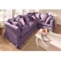 Ecksofa HOME AFFAIRE "Luise L-Form", lila (aubergine), B:275cm H:75cm T:192cm, Struktur 100% Polyester, Sofas, mit vielen losen Kissen und abnehmbarer Husse