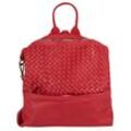 Cityrucksack SAMANTHA LOOK, Gr. B/H/T: 31cm x 31cm x 9cm, rot, Rindsleder, Leder, casual, Rucksäcke, echt Leder, Made in Italy