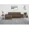 Ecksofa SIT & MORE "Westham L-Form", braun (coffee), B:275cm H:88cm T:172cm, 100% Polyester, Sofas, Recamiere, mit oder ohne Bettfunktion, Bettkasten, Füße wengefarben