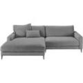 Ecksofa INOSIGN "Downtown, B/T/H: 272/190/84 cm L-Form", grau (platin), B:272cm H:84cm T:190cm, 100% Polyester, Sofas, weicher Sitzkomfort auch in Cord und Bouclé, incl. Zierkissen