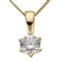 Ketten-Anhänger FIRETTI "Schmuck Geschenk Gold 750 Halsschmuck Anhänger Halskette Solitär" Schmuckanhänger Gr. 0,5 ct P2 = erkennbare Einschlüsse, Gelbgold 750-Diamanten, 1 g, gelb (gelbgoldfarben, gw=getöntes, weiß) Damen mit Brillant in Krappenfassung