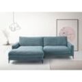 Ecksofa INOSIGN "Downtown, B/T/H: 272/190/84 cm L-Form", blau (petrol), B:272cm H:84cm T:190cm, 88% Polyester, 12% Polyacryl, Sofas, weicher Sitzkomfort auch in Cord und Bouclé, incl. Zierkissen