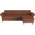 Ecksofa HOME AFFAIRE "Calypso L-Form", braun (haselnuss), B:260cm H:85cm T:172cm, 100% Polyester, Sofas, mit motorischen Funktionen im Sofa und Recamiere