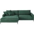 Ecksofa INOSIGN "Downtown, B/T/H: 272/190/84 cm L-Form", grün, B:272cm H:84cm T:190cm, 95% Polyester, 5% Nylon, Sofas, weicher Sitzkomfort auch in Cord und Bouclé, incl. Zierkissen