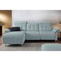 Ecksofa PLACES OF STYLE "Manhattan L-Form", blau (aqua), B:270cm H:102cm T:168cm, Kunstleder SOFTLUX, Flachgewebe (100% Polyester), Struktur (100% Polyester), Sofas, 2 Sitze mit elektrischer Relaxfunktion, verstellbare Armlehnen