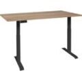 Schreibtisch MÄUSBACHER "Big System Office", schwarz (schwarz matt, eiche sägerau, schwarz matt, eiche sägerau), B:160cm, Tische, Breite 160 cm, elektrisch höhenverstellbar