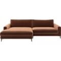 Ecksofa INOSIGN "Downtown, B/T/H: 272/190/84 cm L-Form", braun (rost), B:272cm H:84cm T:190cm, 100% Polyester, Sofas, weicher Sitzkomfort auch in Cord und Bouclé, incl. Zierkissen